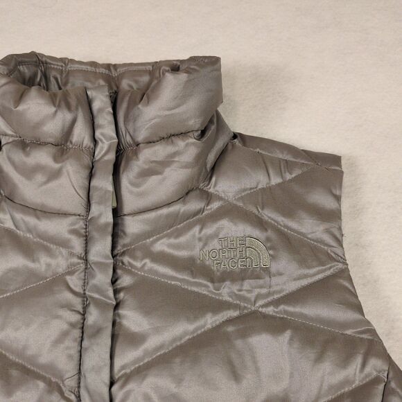The North‎ Face Womens S Aconcagua 550 Down Puffer Vest Silver Gray Jacket Hike - Picture 2 of 13